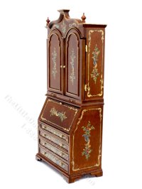 (image for) Miniature Walnut Chinoiserie Secretary