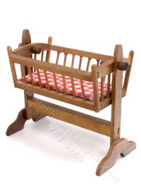 (image for) Vintage Miniature Hanging Wooden Cradle for Dollhouses