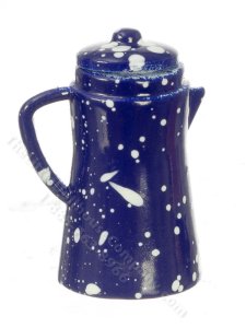 (image for) Miniature Blue Spatter Coffee Pot For Dollhouses