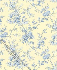 (image for) Blue on Yellow Leaf Pattern Miniature Wallpaper for Dollhouses