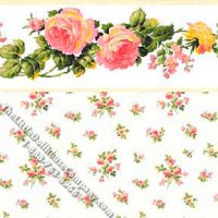 (image for) Dollhouse Scale Model Wallpaper Melissa on White Pattern