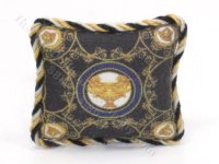 Miniature Black Versace Pillow w/ Braid Trim by Judith Blondell (image for) Miniature Black Versace Pillow w/ Braid Trim by Judith Blondell