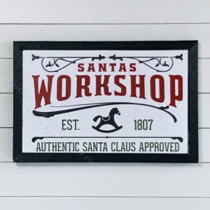 (image for) Miniature Rectangular Framed 'Santas Workshop' Board Print
