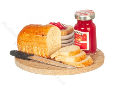 (image for) Miniature Bread Set on a Board for Dollhouses - Strawberry
