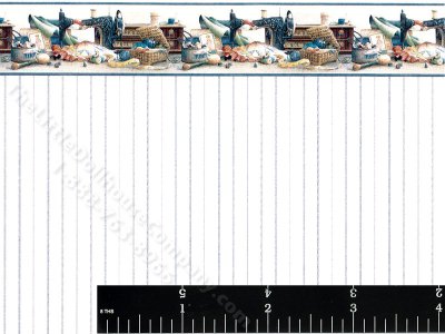 (image for) Dollhouse Scale Model Wallpaper Sewing Room White Pattern