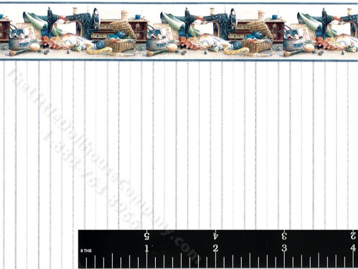 (image for) Dollhouse Scale Model Wallpaper Sewing Room White Pattern