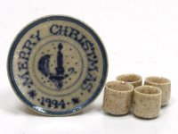 (image for) Miniature Stoneware Christmas Plate and 4 Cups Jane Graber