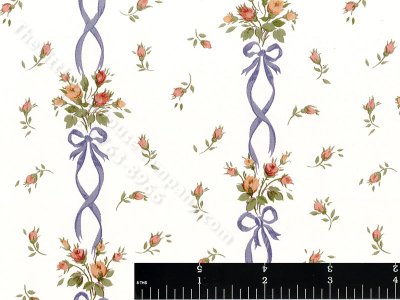 (image for) Dark Roses and Ribbons Miniature Wallpaper for Dollhouses
