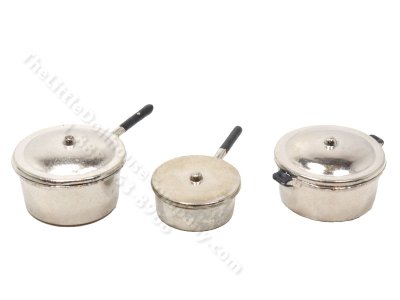 (image for) Miniature Set of 3 Pots with Lids for Dollhouses