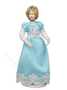 (image for) Vintage Miniature Handcrafted Regency Woman in Blue Dress