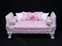 (image for) Miniature Pink and White Day Bed for Dollhouses