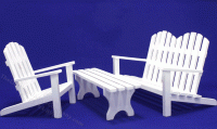 (image for) Miniature 3-Piece Slatted White Garden Furniture Set