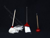 Miniature Cleaning Set for Dollhouses (3 pcs) - Red (image for) Miniature Cleaning Set for Dollhouses (3 pcs) - Red