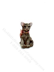 (image for) Dollhouse Scale Model Sitting Grey Cat with Bow