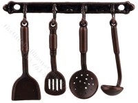 (image for) Miniature Dark Bronze Kitchen Rack with Utensils