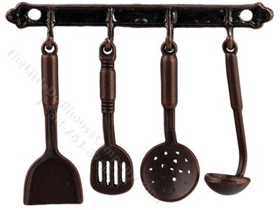 (image for) Miniature Dark Bronze Kitchen Rack with Utensils