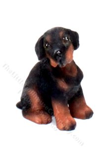 (image for) Miniature Rottweiler Dog Figurine for Dollhouses