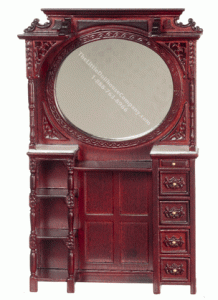 (image for) Dollhouse Scale Model Mahogany Victorian Barber Cabinet