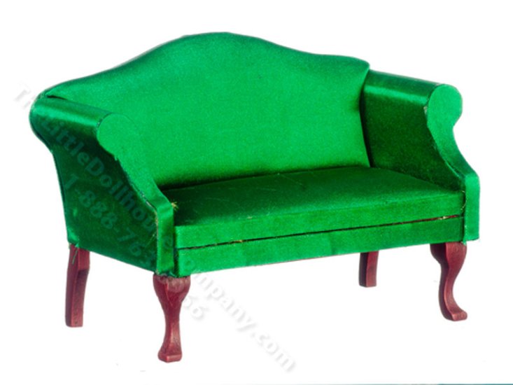 (image for) Miniature Emerald Green Sofa for Dollhouses