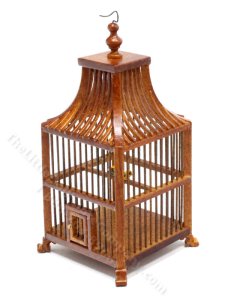 (image for) Miniature Victorian Bird Cage for Dollhouses - Walnut