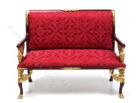 (image for) Miniature Full Scale Mahogany and Red Empire Settee