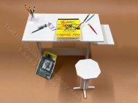 (image for) Miniature Artist Table and Stool Kit for Dollhouses