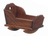(image for) Miniature Walnut Baby Cradle for Dollhouses