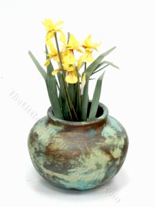 (image for) Dollhouse Miniature Yellow Daffodils in Rustic Vase