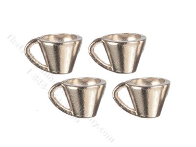 (image for) Miniature Set of 4 Silver Cups for Dollhouses