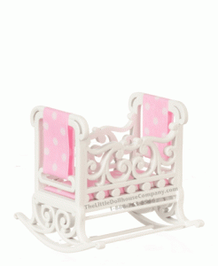 (image for) Miniature White Windsor Cradle for Dollhouses
