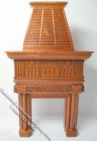 (image for) Miniature Gothic Style Walnut Fireplace for Dollhouses