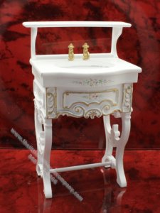 (image for) Miniature White Single Bathroom Sink For Dollhouses