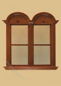 (image for) Miniature Newport Plain Double Window Walnut