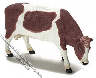 (image for) Dollhouse Scale Model Brown & White Cow Grazing