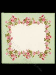 (image for) Miniature Square 'Maisie' Rug - Green With Pink Roses