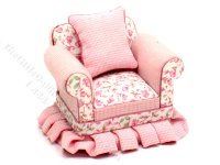 (image for) Miniature Pink Floral Chair with Pillow
