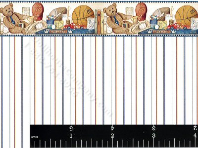 (image for) Dollhouse Scale Model Striped Wallpaper w Border