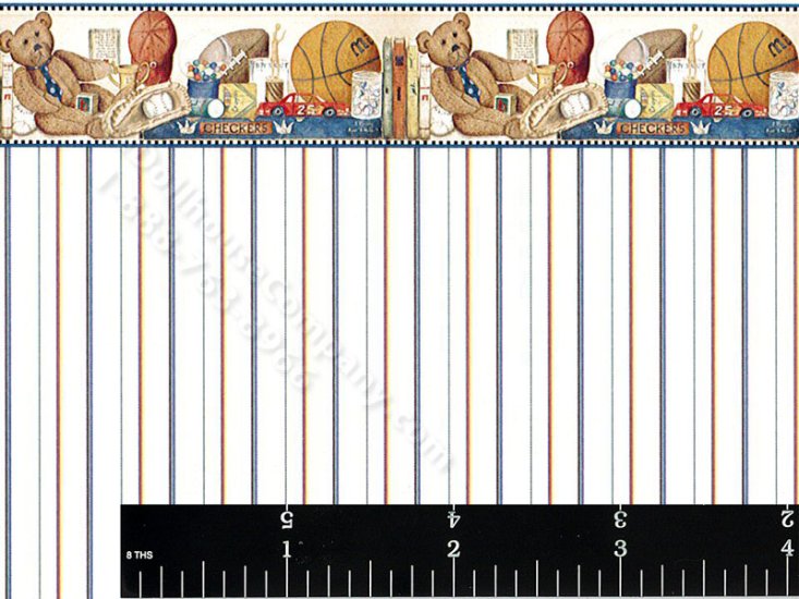 (image for) Dollhouse Scale Model Striped Wallpaper w Border