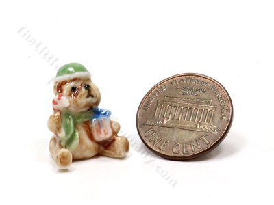 (image for) Miniature Small Porcelain Christmas Bear for Dollhouses