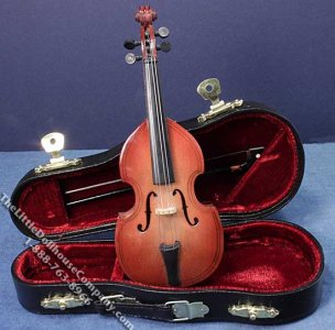 (image for) Miniature Double Bass in Case for Dollhouses