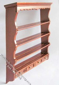 (image for) Miniature Walnut Wall Shelf for Dollhouses
