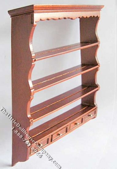 (image for) Miniature Walnut Wall Shelf for Dollhouses