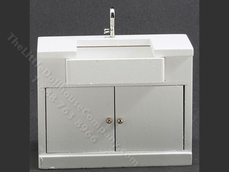 (image for) Miniature White Modern Kitchen Sink for Dollhouses