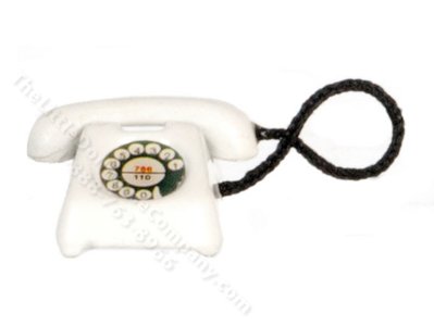 (image for) Miniature Rotary Dial White Telephone for Dollhouses