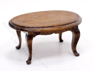 (image for) Dollhouse Miniature Oval Walnut Coffee Table