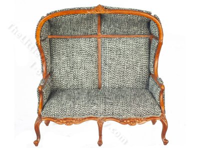 (image for) Miniature Grey and Walnut Double Porter Chair for Dollhouses