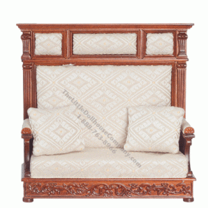 (image for) Miniature Walnut Hall Bench for Dollhouses
