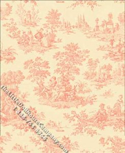 (image for) Orange Evelyn Toile Pattern Miniature Wallpaper for Dollhouses