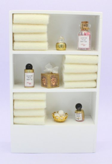 (image for) Miniature Bathroom Shelf Unit with Cream Towels