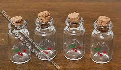 (image for) Miniature Set of Four Cherry Themed Glass Jars for Dollhouses